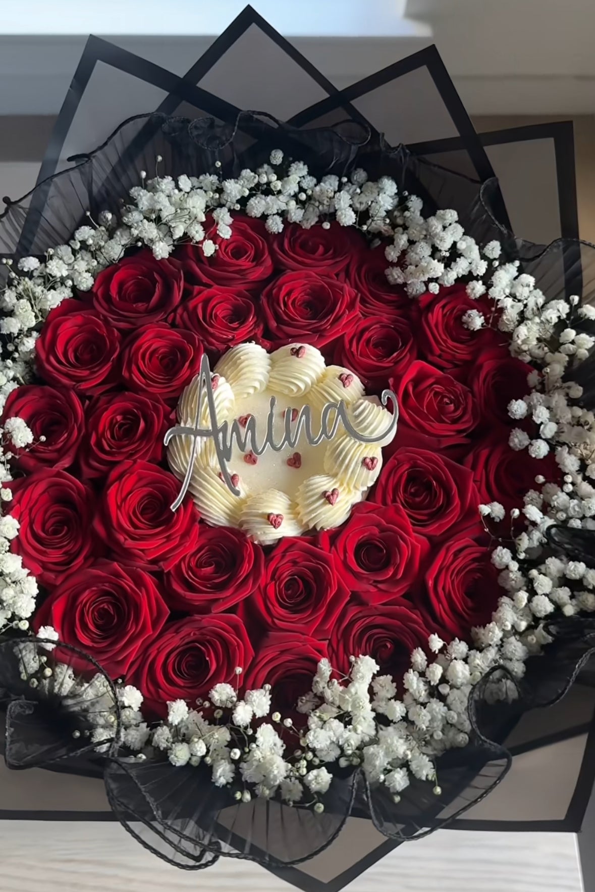 Dulce Pétalo - Flor Cake con 36 rosas y tarta de 12cm