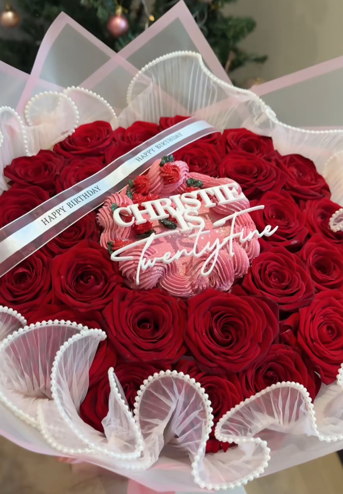 Dulce Pétalo - Flor Cake con 36 rosas y tarta de 12cm