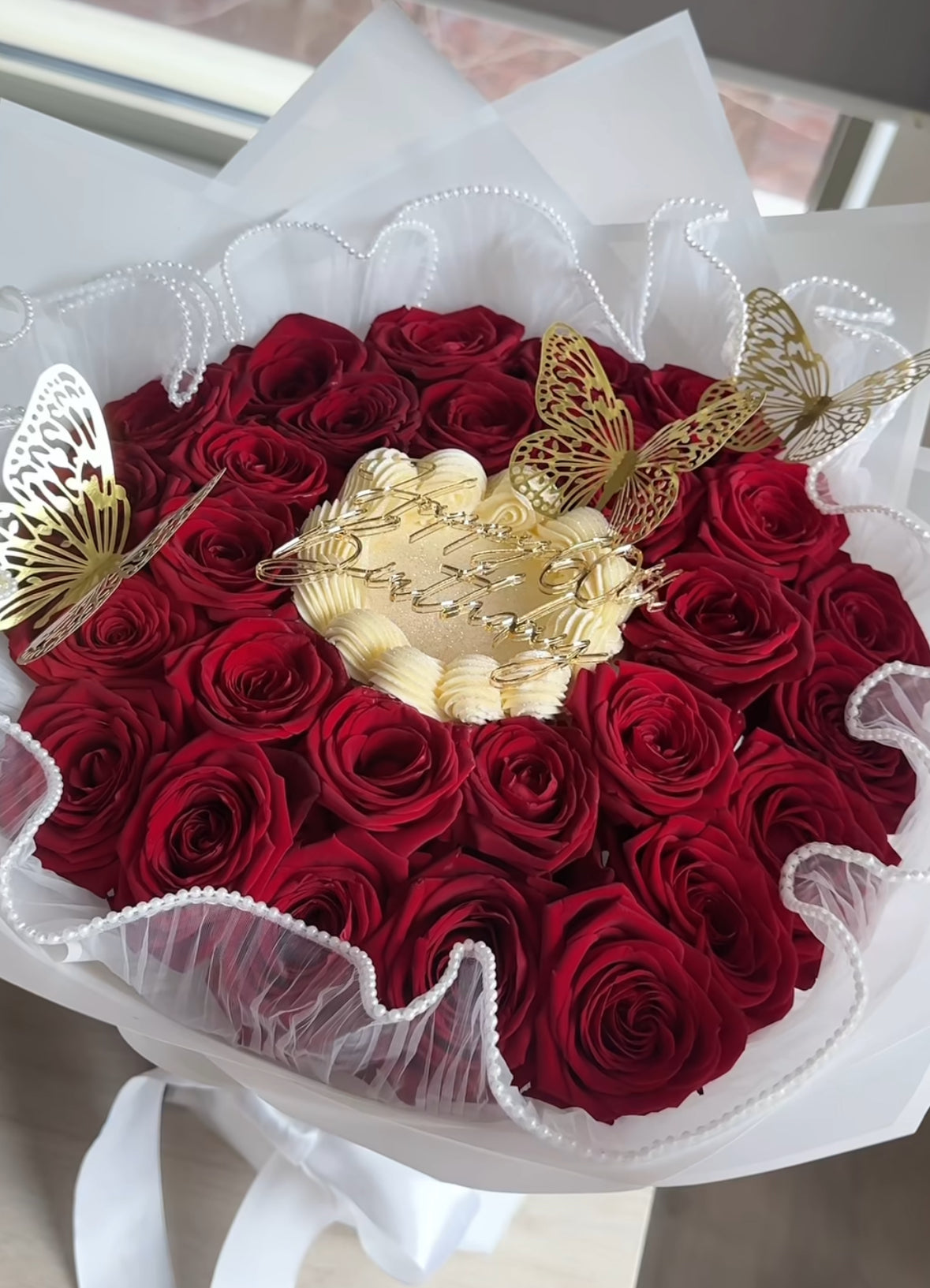 Dulce Pétalo - Flor Cake con 36 rosas y tarta de 12cm