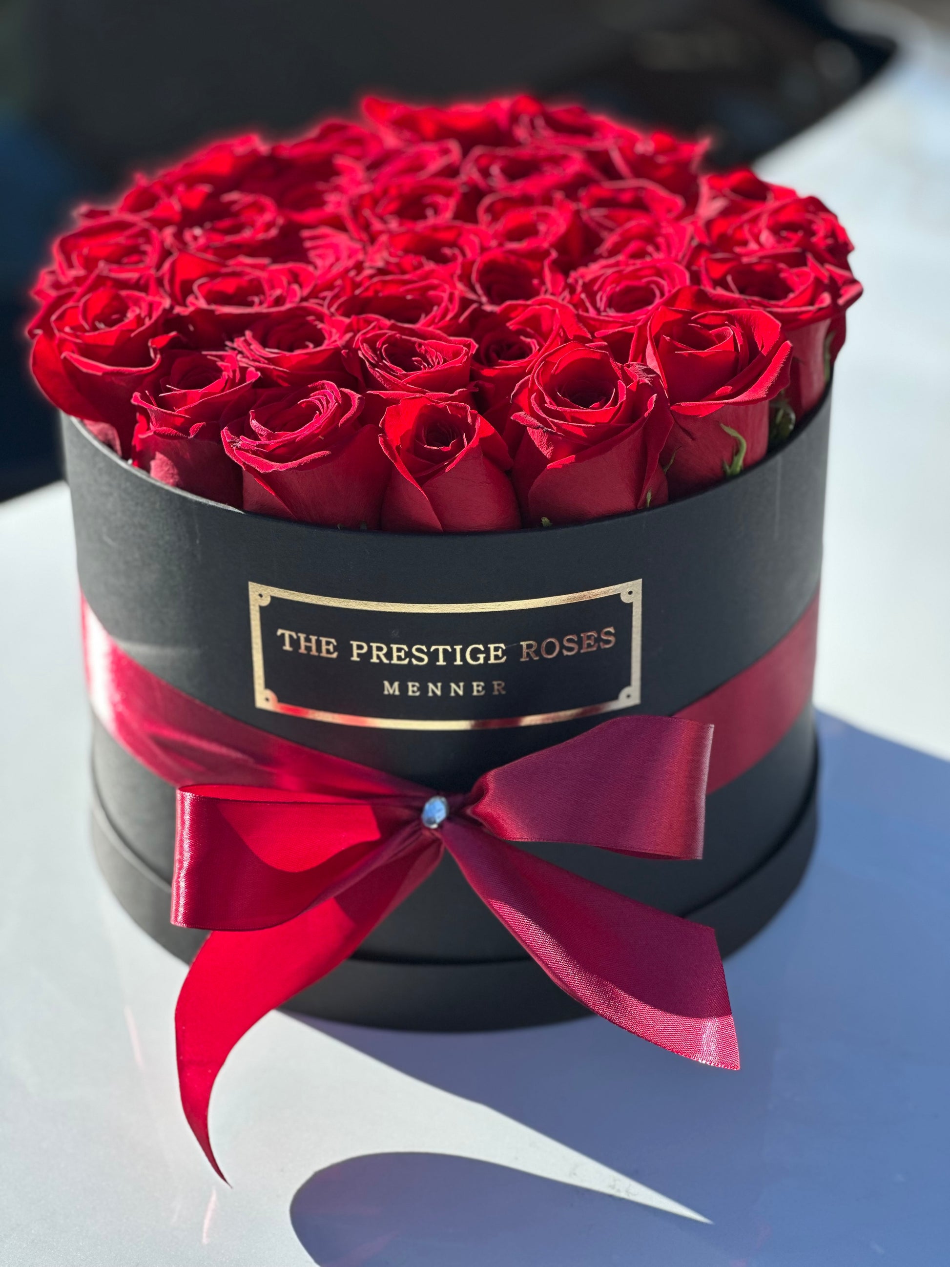 Caja Grande de rosas frescas rojas