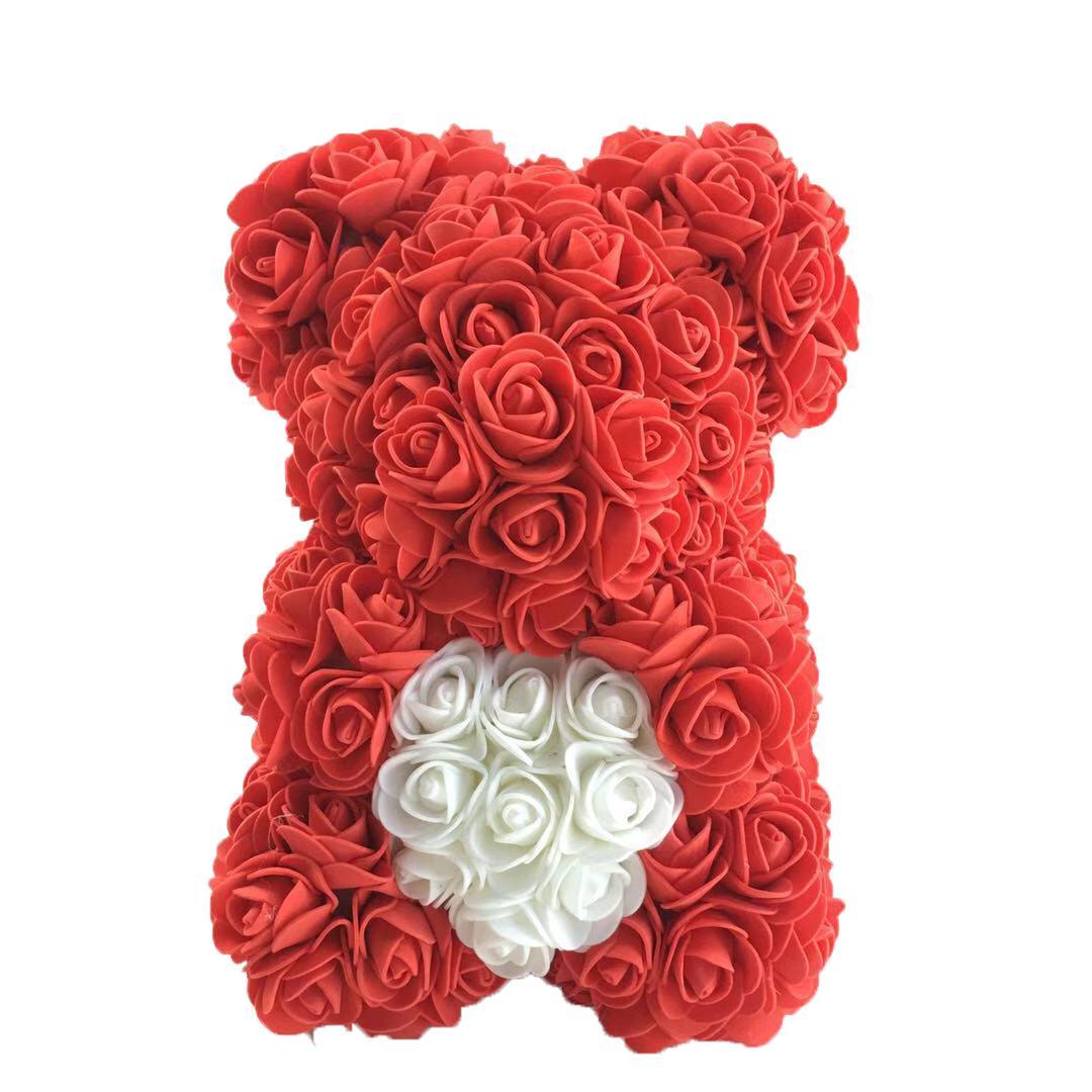 Oso de Rosas pequeño Rojo Con Corazon Blanco - The Prestige Roses - The Prestige Roses Madrid