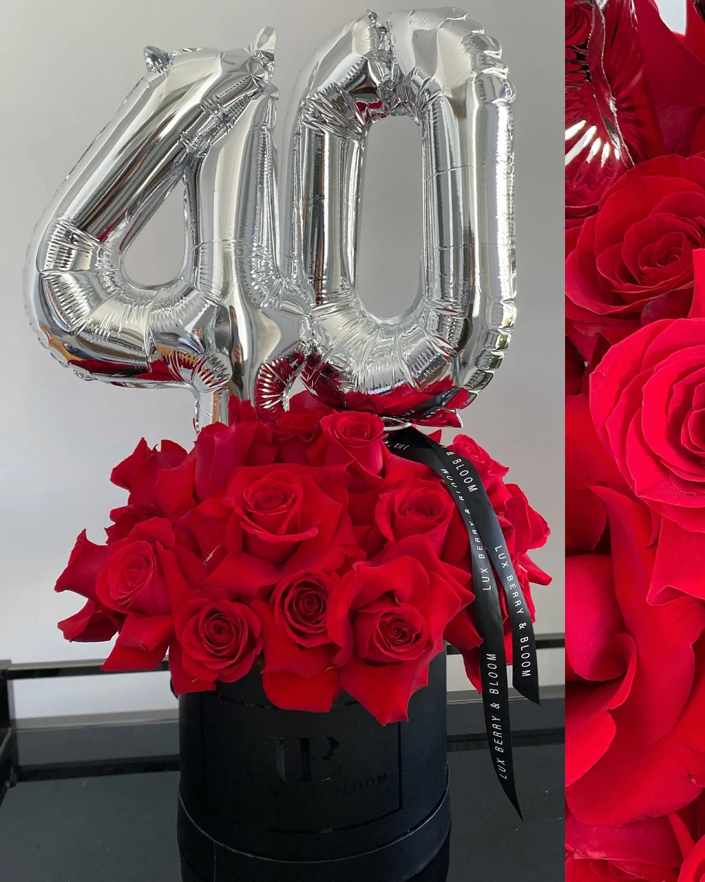 aja de Rosas Frescas Naturales con Números para cumpleaños o aniversario