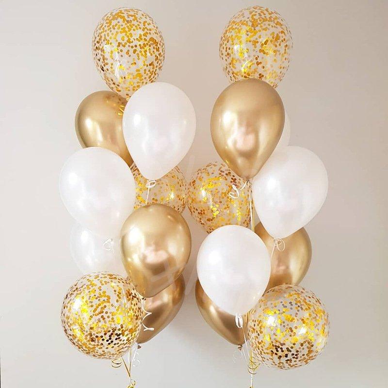 Set de Globos Doradas con Confetti - The Prestige Roses - The Prestige Roses Madrid