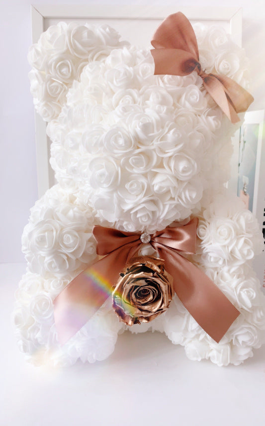Oso de rosas con una rosa preservada - The Prestige Roses España