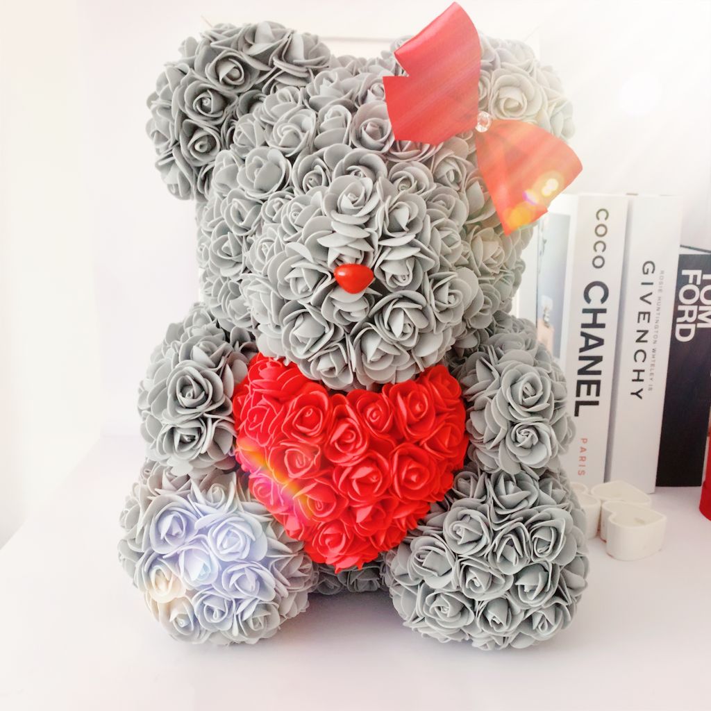 Colección Oso de Rosas - RoseBear Grande 40 cm con corazón