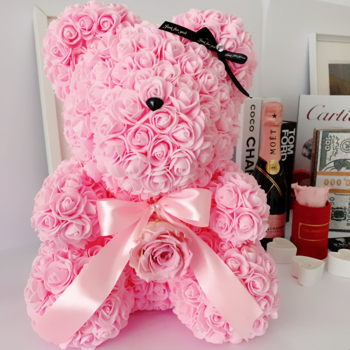 Oso de rosas con una rosa preservada - The Prestige Roses España