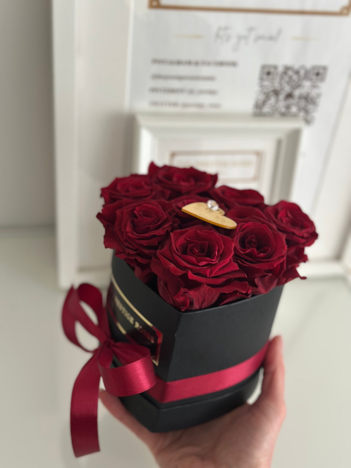 Mini Caja Corazón · Lujo de Rosas Preservadas