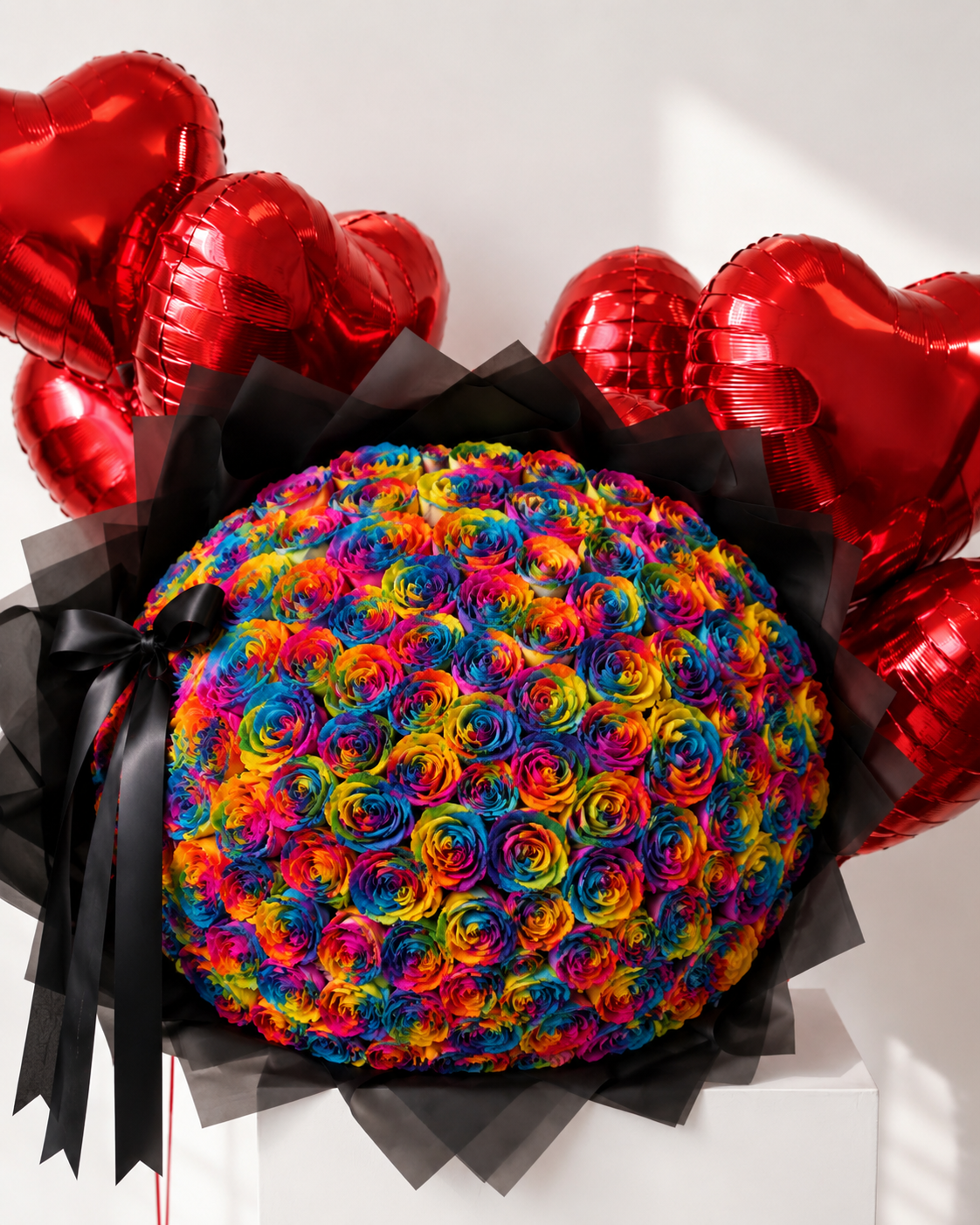 Rosas multicolor premium para cumpleaños, aniversarios y celebraciones en Madrid