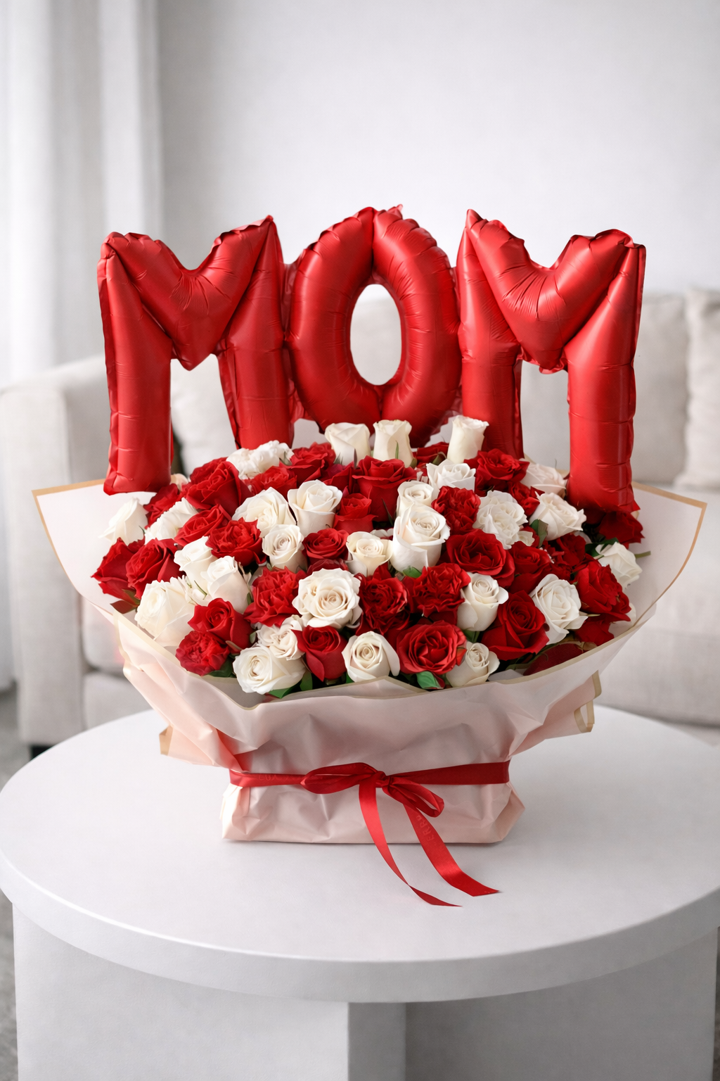 bouquet rosas rojas y blancas regalo para mamá