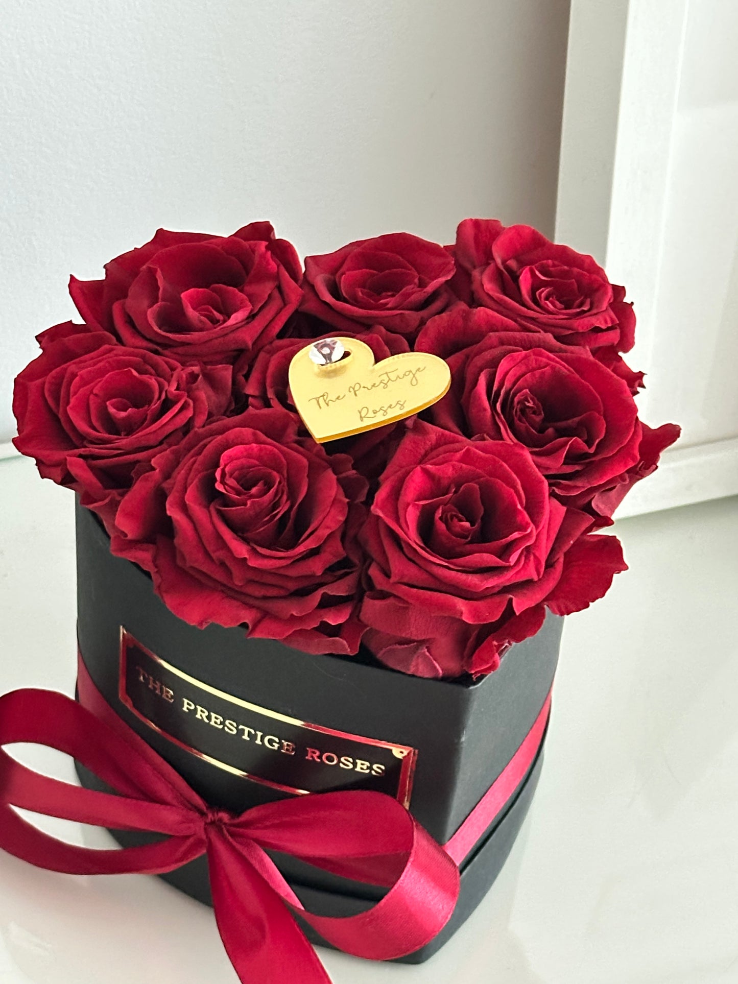 Caja corazón mini de lujo con rosas preservadas The Prestige Roses