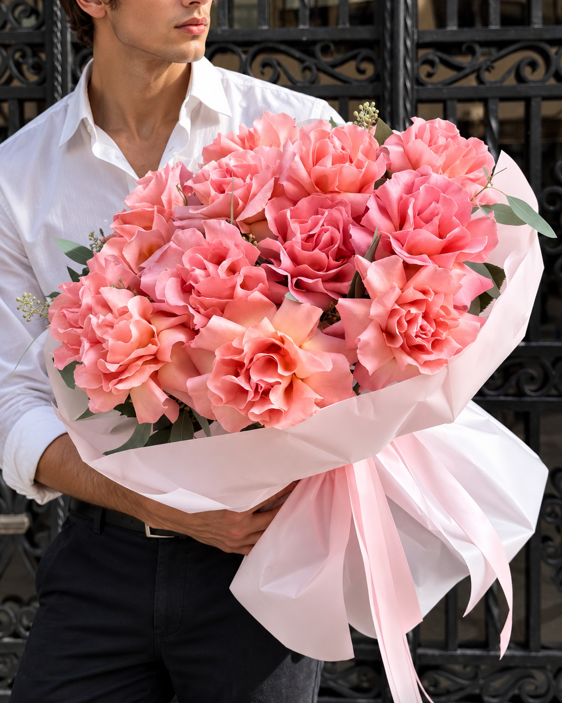 Bouquet de rosas rosadas estilo francés de The Prestige Roses