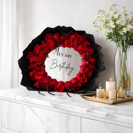 Rosas premium con espejo personalizado como regalo en Madrid