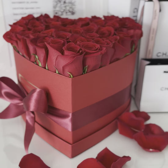 Caja Rojo Corazon de Rosas Eternas | The Prestige Roses - The Prestige Roses Madrid