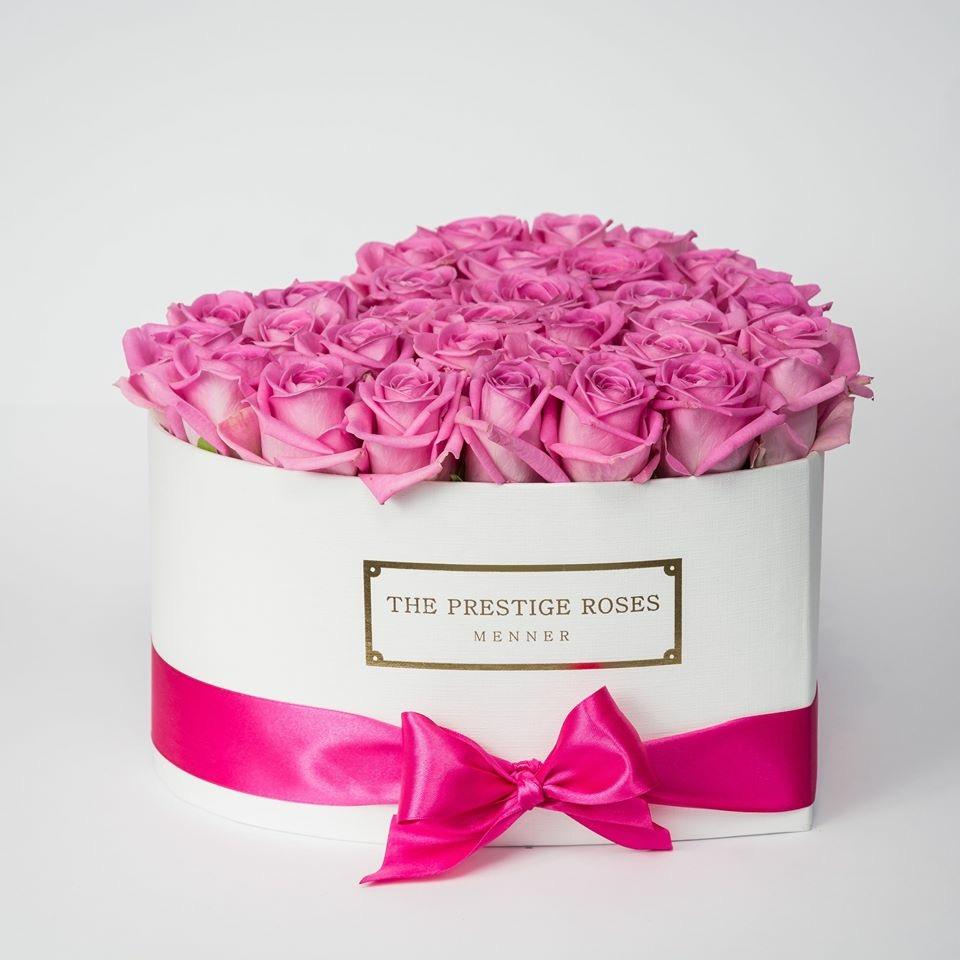 Caja Blanco Corazon de Rosas Eternas Rosas | The Prestige Roses - The Prestige Roses Madrid