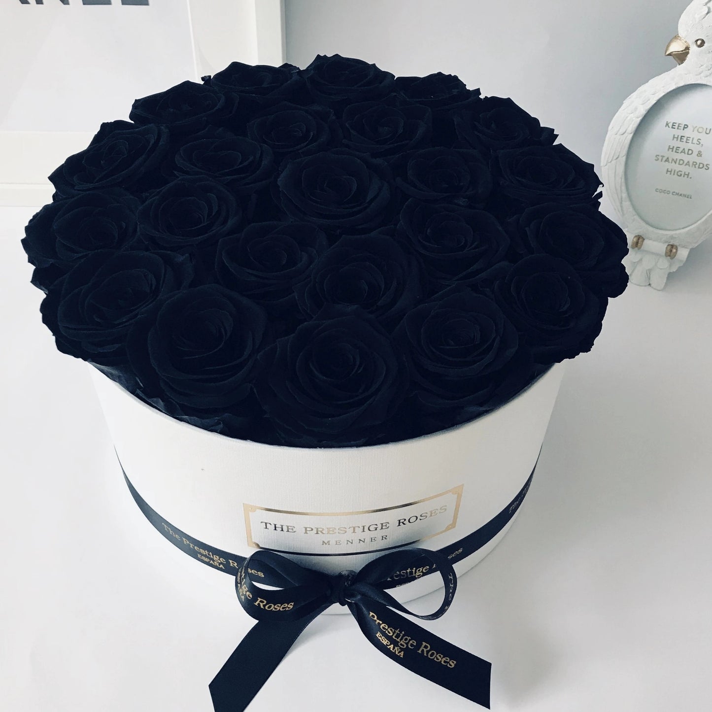 Caja Blanco Grande de Rosas Eternas Negro  | The Prestige Roses - The Prestige Roses Madrid