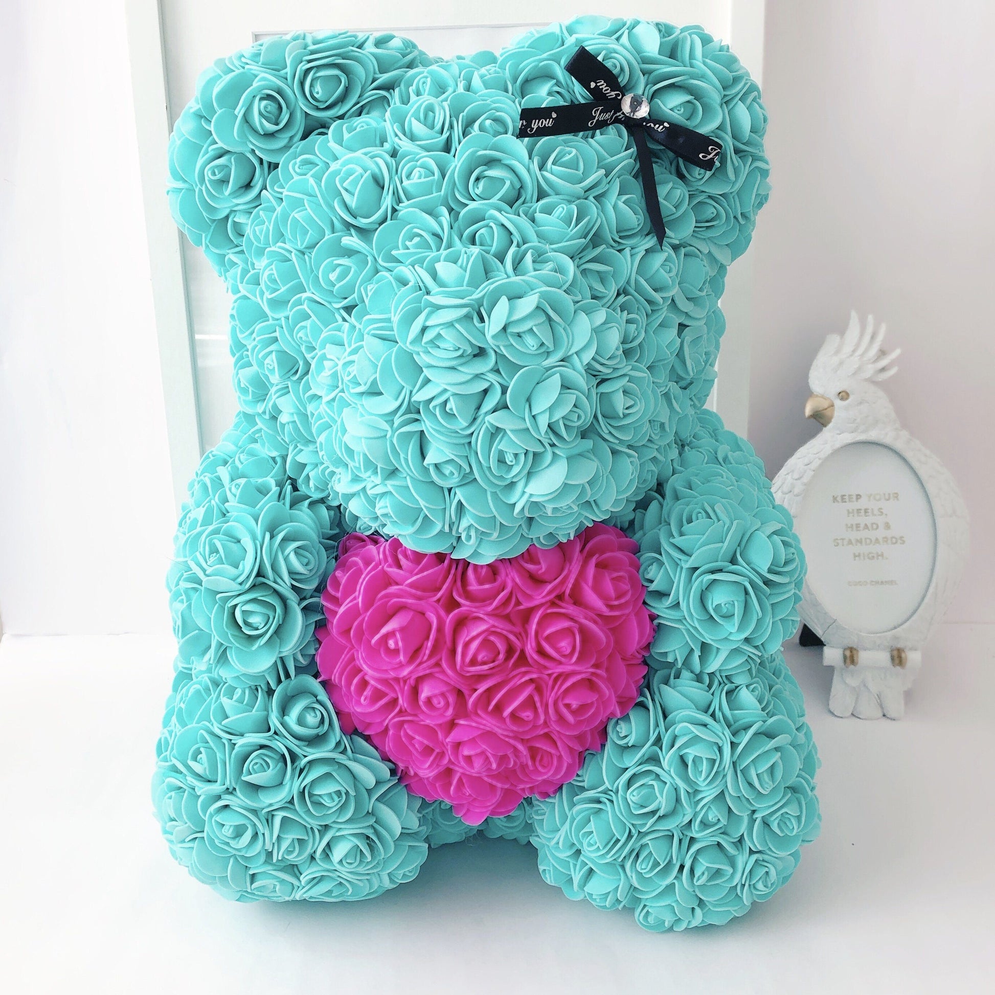 Colección Oso de Rosas - RoseBear Grande 40 cm con corazón  - The Prestige Roses España - The Prestige Roses Madrid