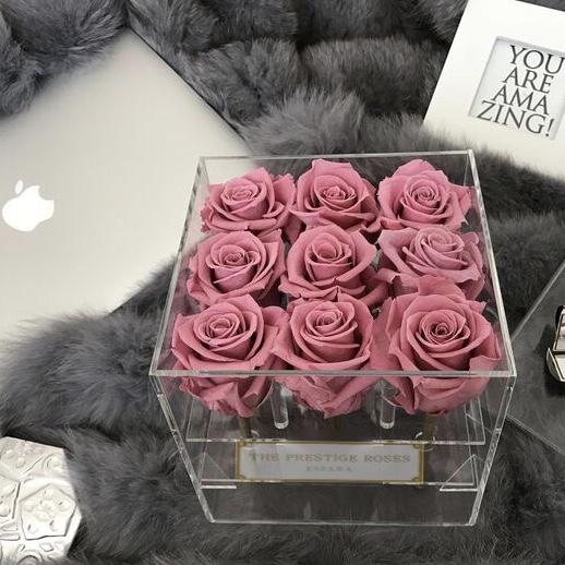 Caja Acrilica de Rosas Frescas Naturales | The Prestige Roses - The Prestige Roses Madrid