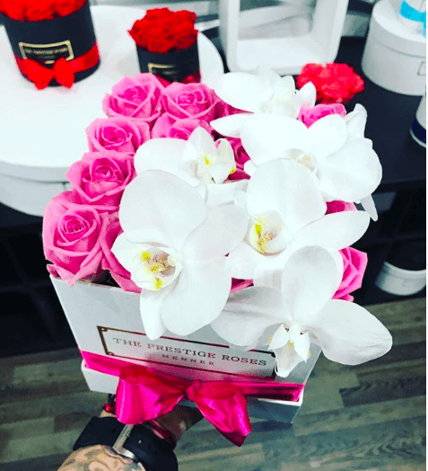 Cajas de Rosas Preservadas con orquideas frescas o artificiales